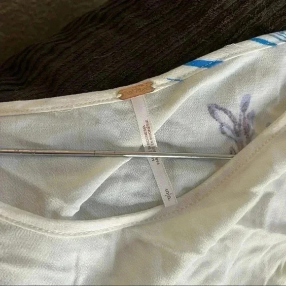 Free people white floral tunic top clear skies ivory cold shoulder flare… - Picture 8 of 12